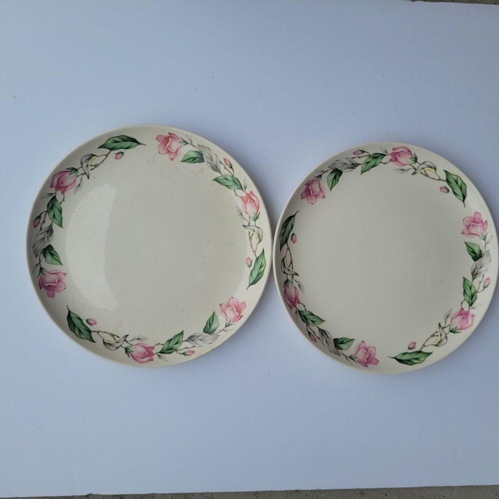Universal Ballerina Rose Garland Pink Floral Dinner Plates10" Made In USA